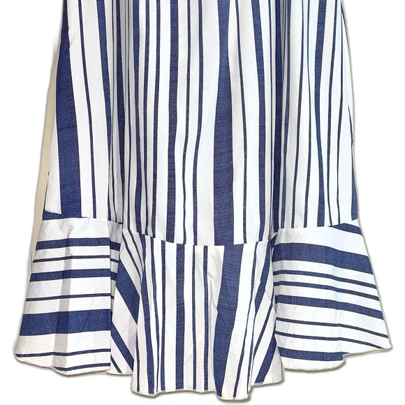 Blue White Off The Shoulders Ruffles Striped Maxi Sun Dress Size XL Womens - Picture 11 of 15